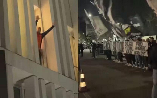 都體：尤文球迷來到酒店外支持新主帥，圖多爾向球迷們揮手致意