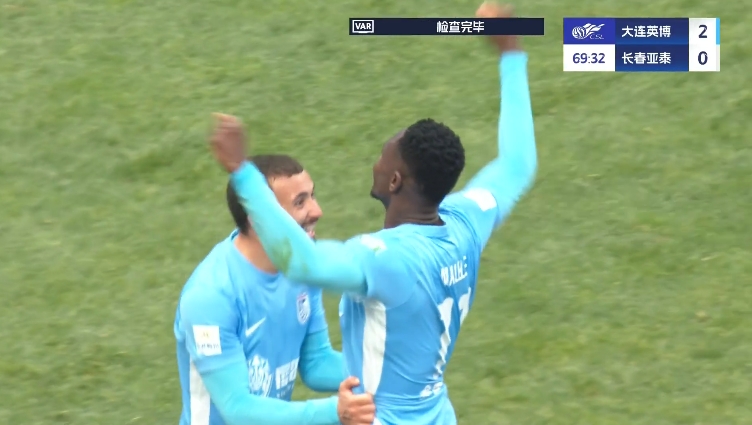 馬萊萊大連處子球！呂焯毅助攻馬萊萊破門，大連英博2-0亞泰