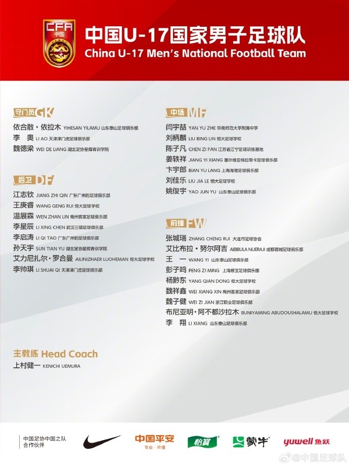 北青體育：U17國(guó)足落選球員彭子鳴、李星辰、陳子凡仍留隊(duì)合練